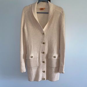Tory Burch cream cardigan sweater size large